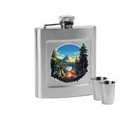 Zestaw piersiówka Dan Barmore BIWAK 240ml z kieliszkami